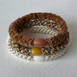 Set of 3 KKNEKKI woven hair ties in brown, cream and yellow
