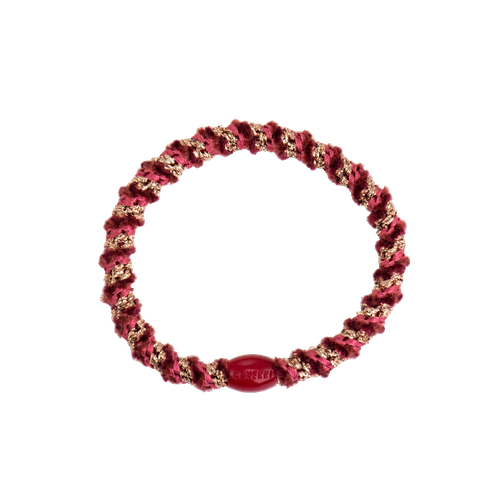 KKNEKKI slim woven hair tie in bordeaux and rose gold