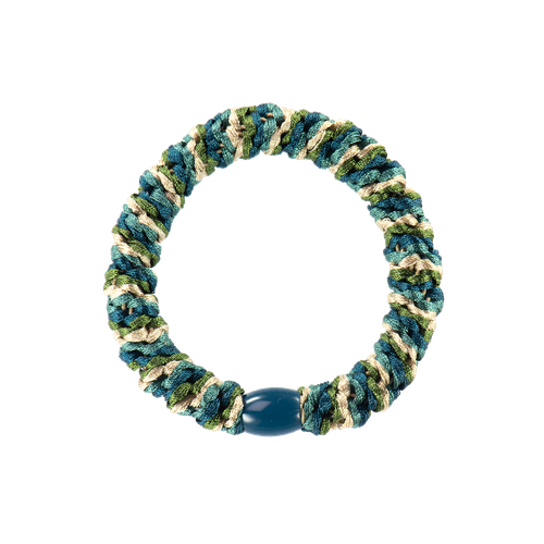KKNEKKI woven hair tie in mixed blue and green