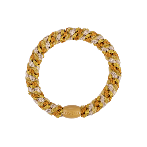 KKNEKKI woven hair tie in mustard velvet mix
